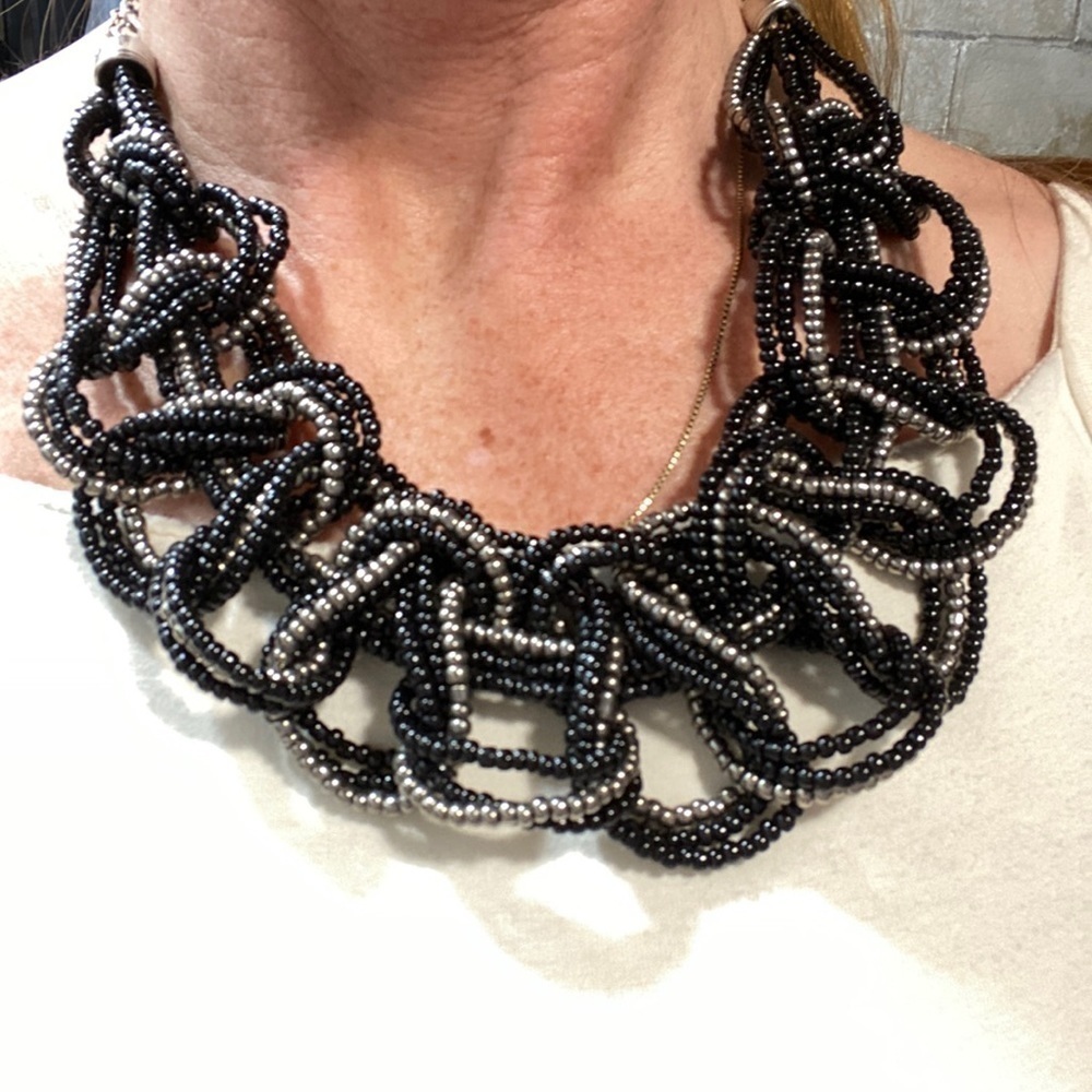 Silver and black beaded necklace​​​​​​​​​​​​​​​​​